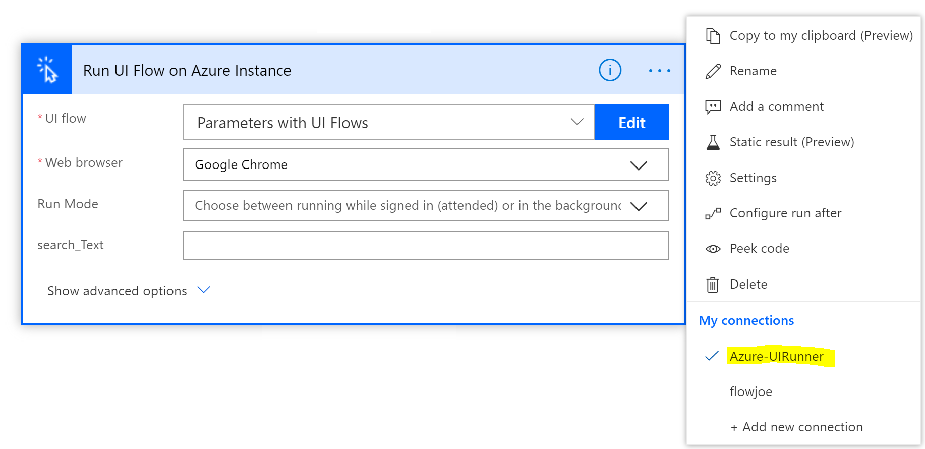 Running Azure Flow on a VM Connection