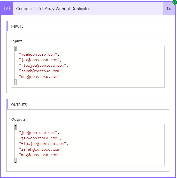 Compose - Get Array Without Duplicates Completed