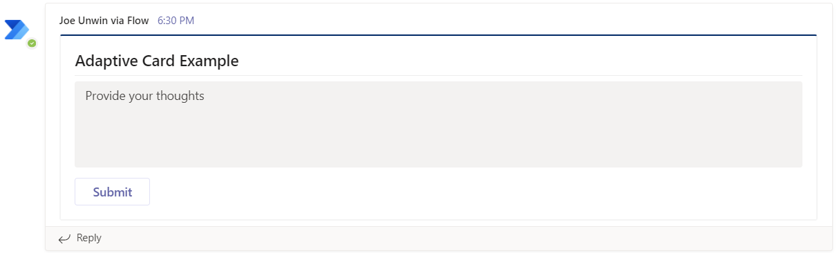 Microsoft Teams Adaptive Card Example Posted